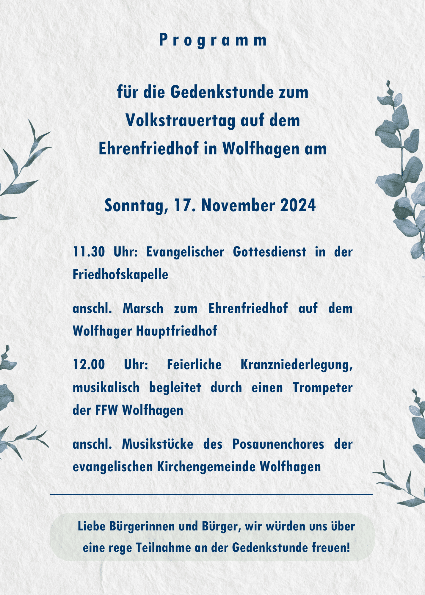 Programm Volkstrauertag 2024