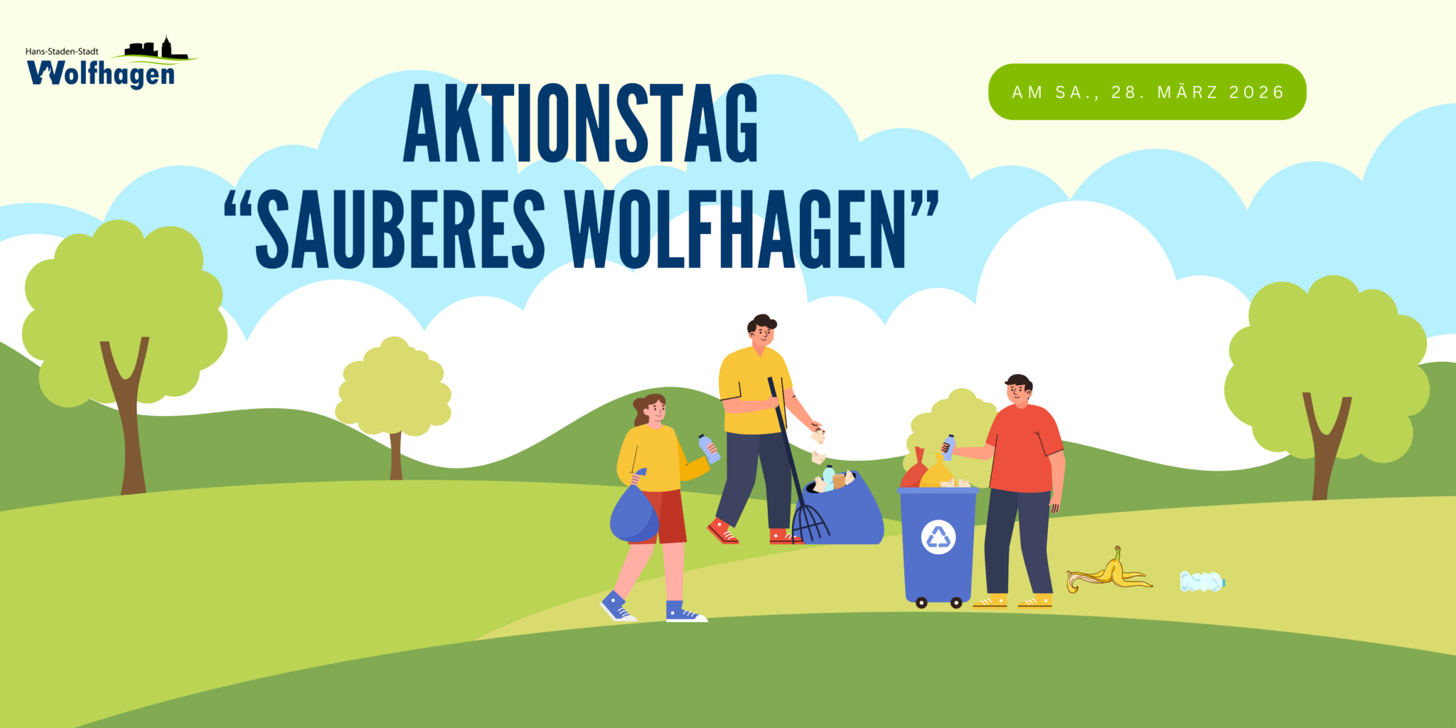 Header Aktionstag “Sauberes Wolfhagen” 2025 (Banner für draußen (72 x 36 Zoll))