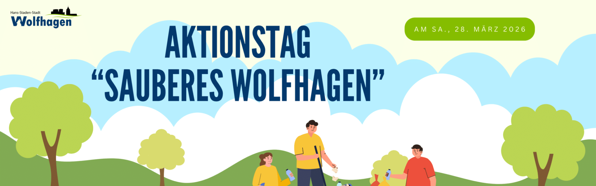 Header Aktionstag “Sauberes Wolfhagen” 2025 (Banner für draußen (72 x 36 Zoll))